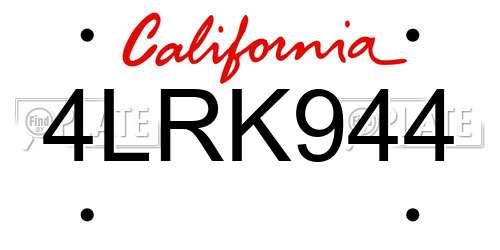 4LRK944 California License Plate