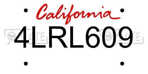 4LRL609 California License Plate