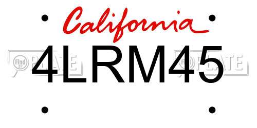 4LRM45 California License Plate