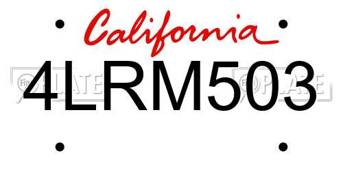 4LRM503 California License Plate