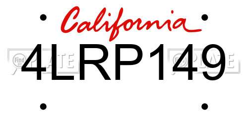 4LRP149 California License Plate