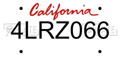 4LRZ066 California License Plate