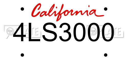 4LS3000 California License Plate