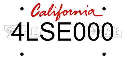 4LSE000 California License Plate