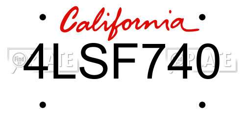 4LSF740 California License Plate