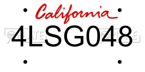 4LSG048 California License Plate