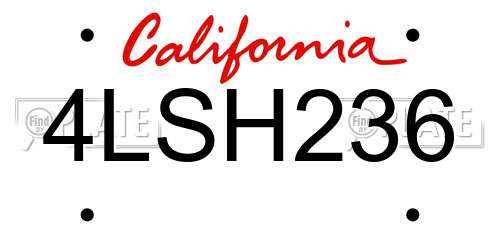 4LSH236 California License Plate