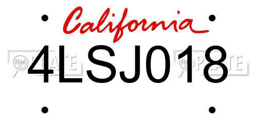 4LSJ018 California License Plate