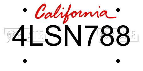 4LSN788 California License Plate