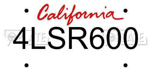 4LSR600 California License Plate