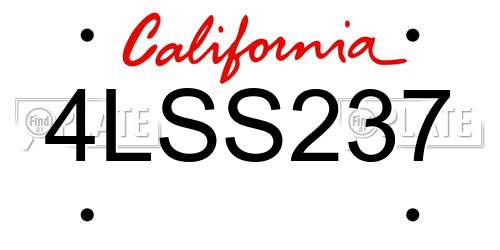 4LSS237 California License Plate