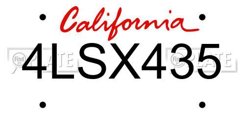 4LSX435 California License Plate