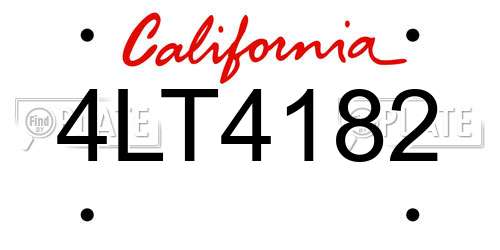 4LT4182 California License Plate