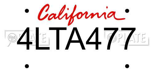 4LTA477 California License Plate