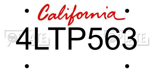 4LTP563 California License Plate