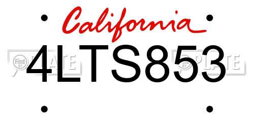 4LTS853 California License Plate