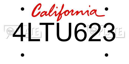 4LTU623 California License Plate