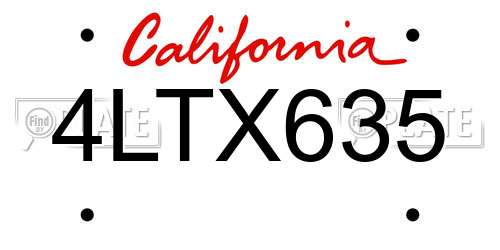 4LTX635 California License Plate