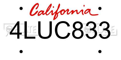 4LUC833 California License Plate