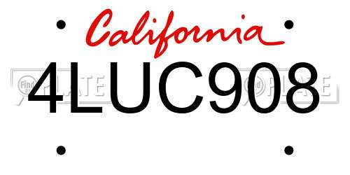 4LUC908 California License Plate