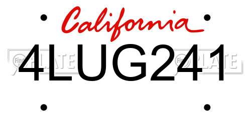 4LUG241 California License Plate