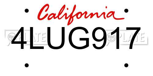 4LUG917 California License Plate