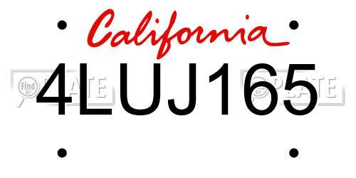 4LUJ165 California License Plate