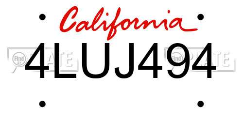 4LUJ494 California License Plate