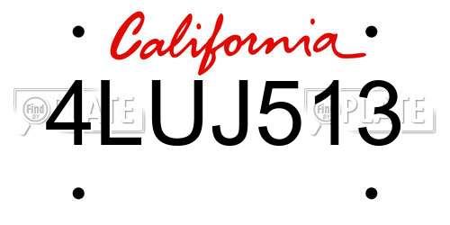 4LUJ513 California License Plate