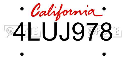 4LUJ978 California License Plate
