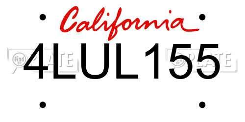 4LUL155 California License Plate