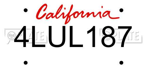 4LUL187 California License Plate