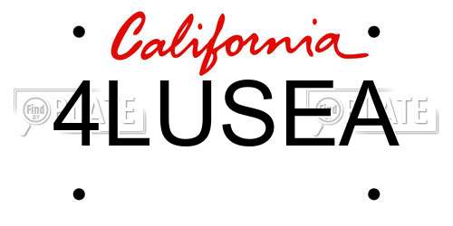 4LUSEA California License Plate