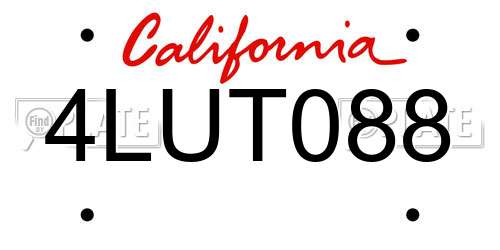 4LUT088 California License Plate