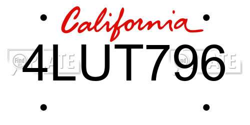 4LUT796 California License Plate