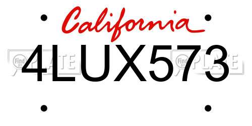 4LUX573 California License Plate