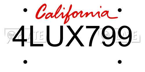 4LUX799 California License Plate