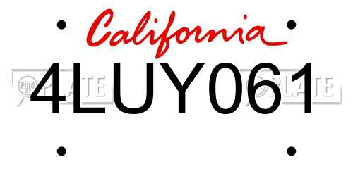 4LUY061 California License Plate