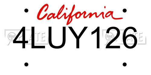 4LUY126 California License Plate