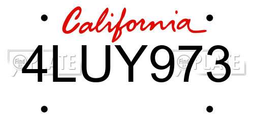 4LUY973 California License Plate