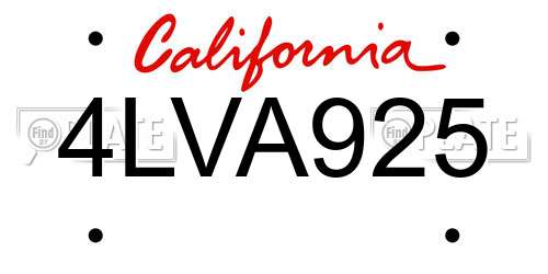 4LVA925 California License Plate