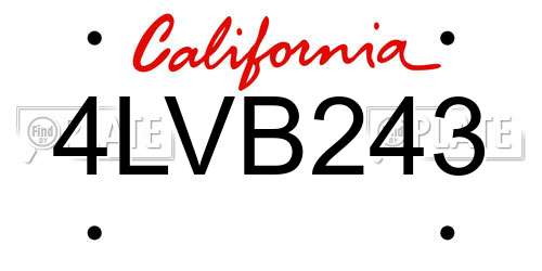 4LVB243 California License Plate