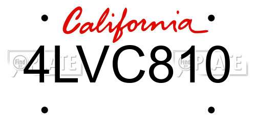 4LVC810 California License Plate