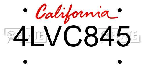 4LVC845 California License Plate