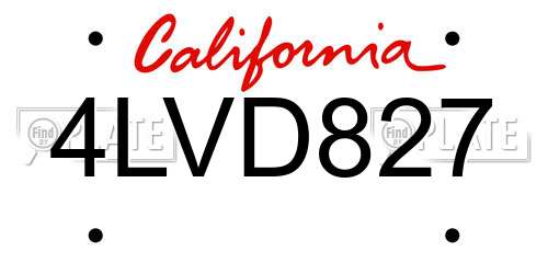 4LVD827 California License Plate