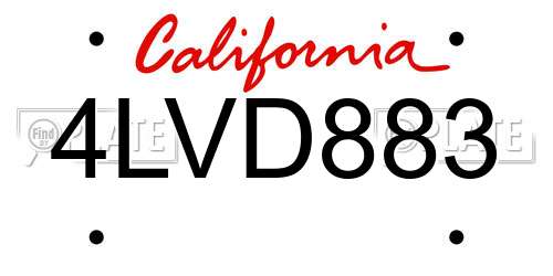 4LVD883 California License Plate
