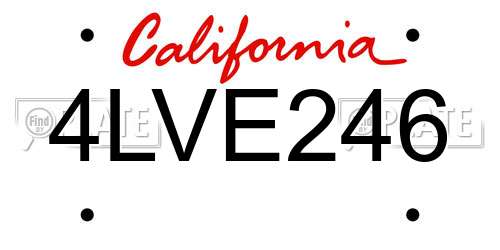 4LVE246 California License Plate