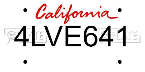 4LVE641 California License Plate