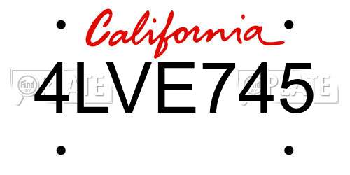 4LVE745 California License Plate