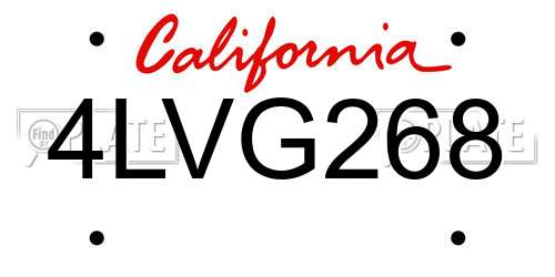 4LVG268 California License Plate
